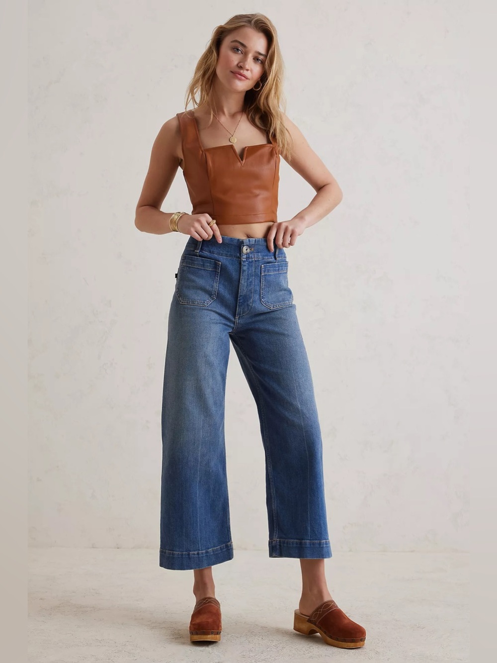 NWT Pilcro Anthropologie The Skipper Wide Legged Cropped Jeans Sz 28T